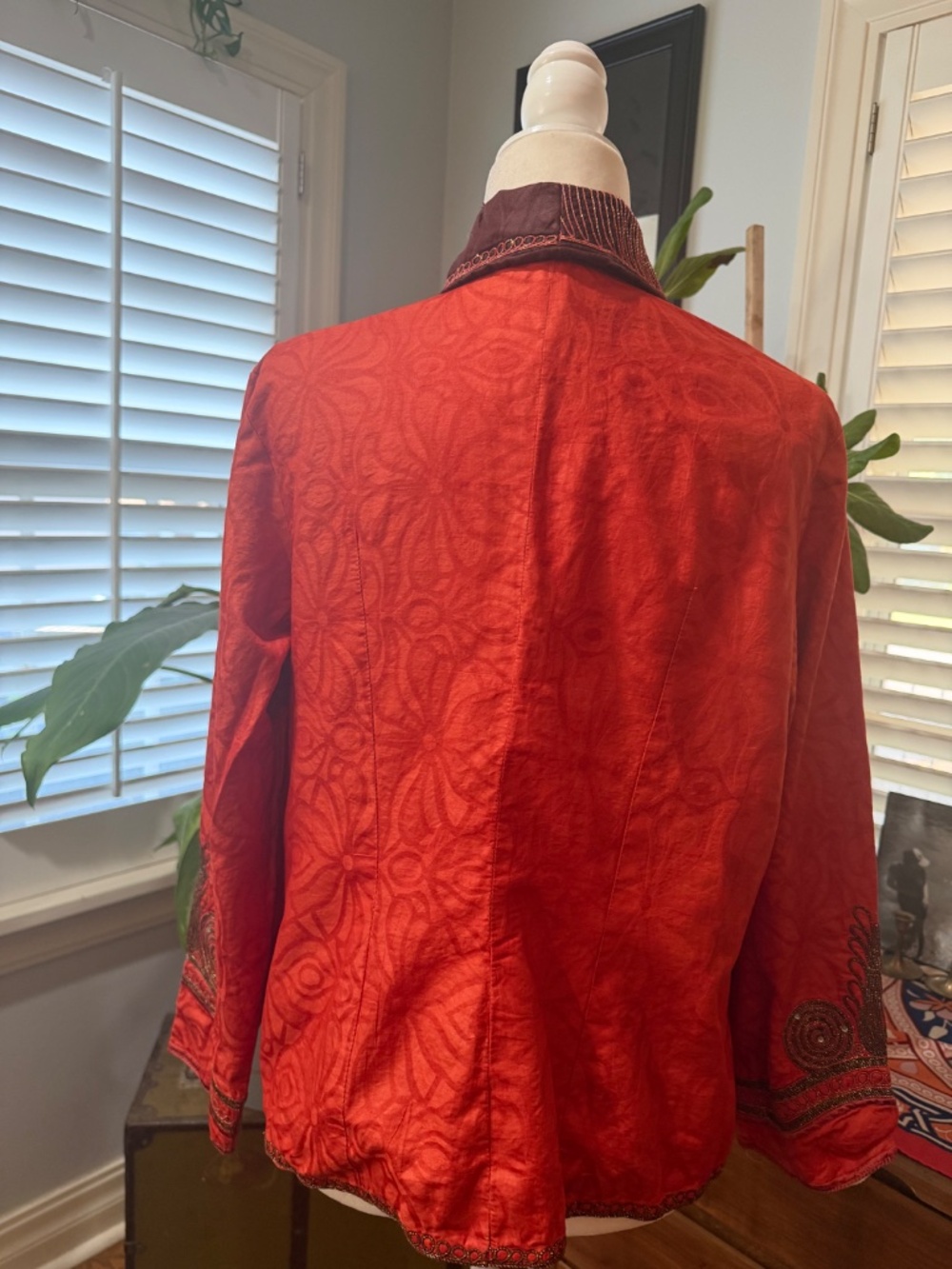 Unique, handmade orange embroidered jacket. - Picture 5 of 11